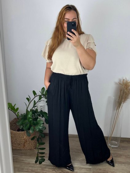 Kalhoty letní dlouhé dámské nadrozměr (54/56 ONE SIZE) ITALSKÁ MÓDA IMWEC24GITA/DUR