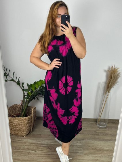 Šaty bez rukávu dámské nadrozměr (M-4XL) HAG24Y67/DUR (Velikost 3XL/4XL, Barva Černá)