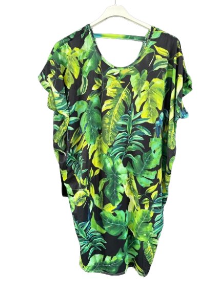 Šaty krátký rukáv dámské nadrozměrné (L-6XL)  Polská Móda PMF24SUMMER-2/DR (Velikost 2XL, Barva zelená)