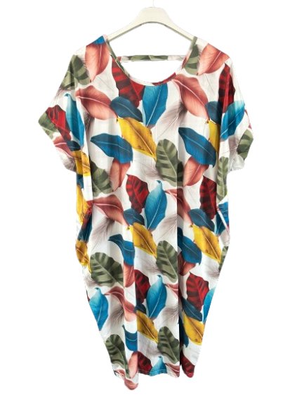 Šaty krátký rukáv dámské nadrozměrné (L-6XL)  Polská Móda PMF24SUMMER-5/DUR (Velikost 2XL, Barva modrá)