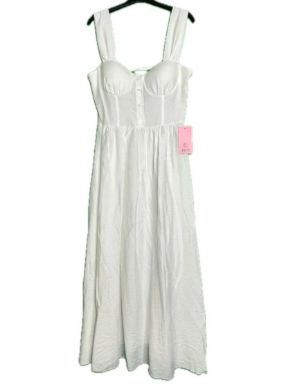 Šaty dlouhé letní na ramínka dámské (S/M ONE SIZE) ITALSKÁ MÓDA IMPBB24B25068/DUR (Velikost S/M/L, Barva bílá)