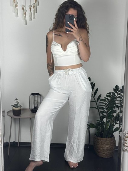 Kalhoty viskoza  dlouhé letní dámské (S/M/L ONE SIZE) ITALSKá MODA IM724GOJA/DUR
