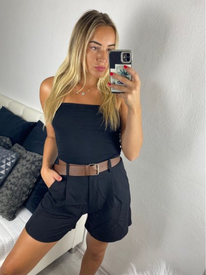 Kraťasy šortky s páskem dámské (S/M ONE SIZE) ITALSKÁ MÓDA IM724045/DUR