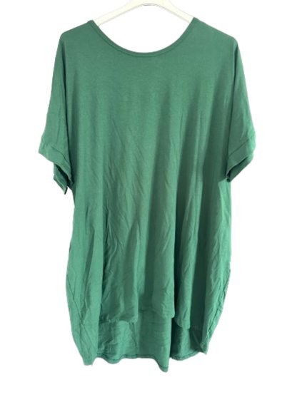 Šaty volnočasové krátký rukáv dámské nadrozměr (56/58 ONE SIZE) ITALSKÁ MÓDA IM424BASIC/DR (Velikost 56/58, Barva zelená smaragdová)
