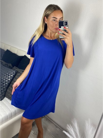 Šaty oversize letní krátký rukáv icecool dámské (S/M/L ONE SIZE) ITALSKÁ MÓDA IMM24M6742D/DUR (Velikost M/L, Barva Černá)