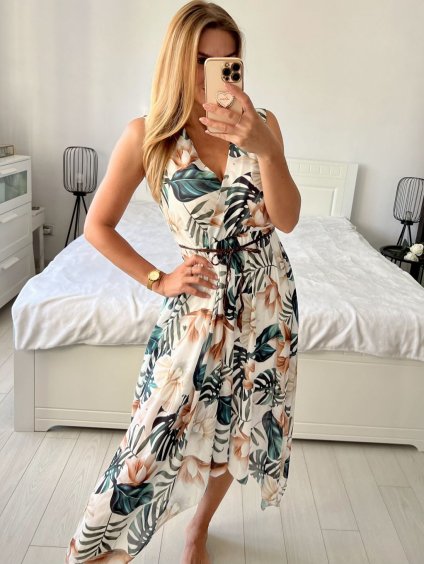 Šaty dlouhé elegantní šifonové bez rukávu dámské (S/M ONE SIZE) ITALSKÁ MÓDA IM424JULIE-5/DU (Velikost S/M/L, Barva bílá)