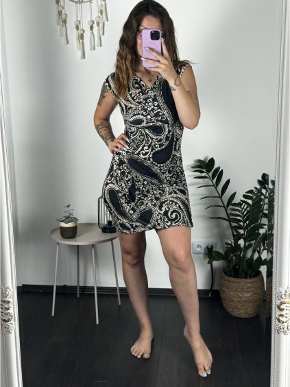 Šaty letní icecool krátký rukáv dámské (S/M ONE SIZE) ITALSKÁ MÓDA IMM23M177-14/DUR