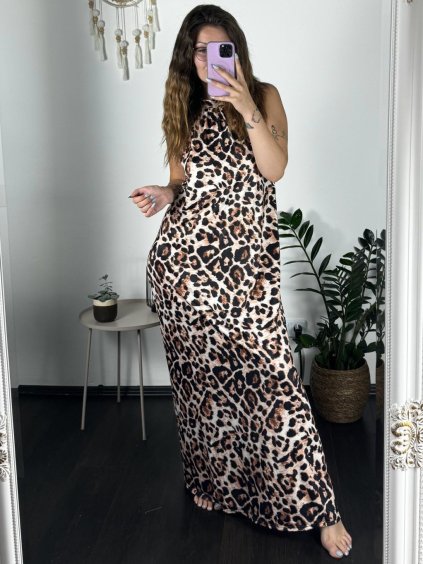 Šaty dlouhé bez rukávu letní icecool dámské (S/M/L ONE SIZE) ITALSKÁ MÓDA IMM24M2942I-1/DUR (Velikost M/L, Barva hnědá)