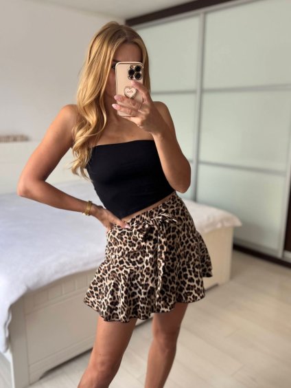 Sukně krátká dámská (S/M ONE SIZE) ITALSKÁ MÓDA IMPMD2434675/DU (Velikost S/M/L, Barva hnědá leopard)