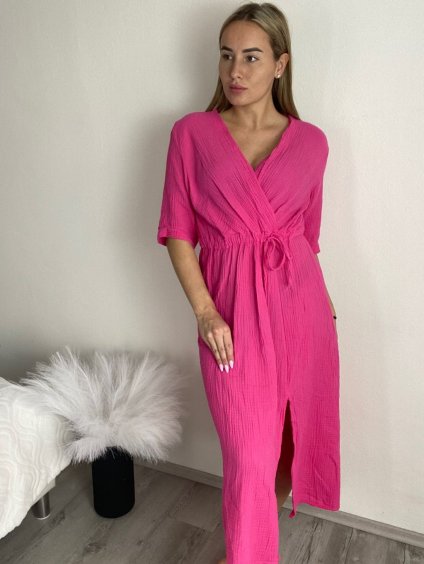 Šaty dlouhé letní mušelínové krátký rukáv dámské (S/M/L ONE SIZE) ITALSKÁ MÓDA IM424404/DU (Velikost M/L, Barva Černá)