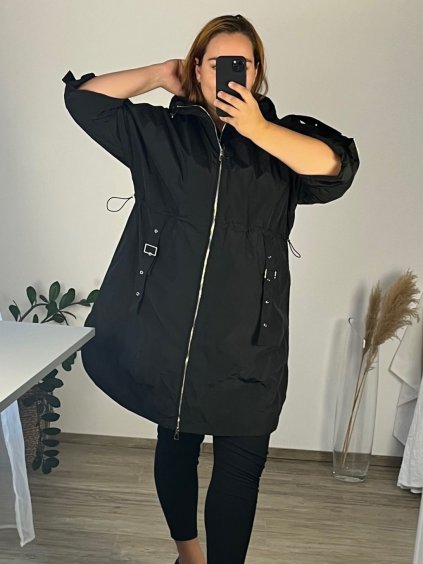 Bunda na zip s kapucí 3/4 rukáv dámská nadrozměr (56,58,60) ITALSKá MóDA IMSM24MOON/DR