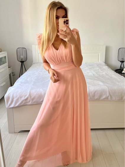 Šaty dlouhé společenské krátký rukáv dámské (S/M ONE SIZE) ITALSKÁ MÓDA IMPSH2420022/DUR (Velikost S/M/L, Barva fialová)