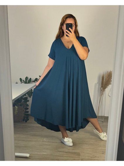 Šaty krátký rukáv dámské nadrozměr (54/56 ONE SIZE) ITALSKÁ MÓDA IMSM24HEIDI/DU