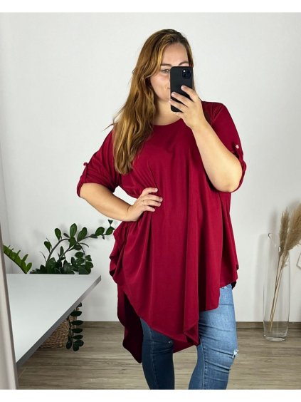 Tunika s přívěškem dlouhý rukáv dámská nadrozměr (58/60 ONE SIZE) ITALSKÁ MÓDA IMWQ24130/DU (Velikost 58/60, Barva Černá)