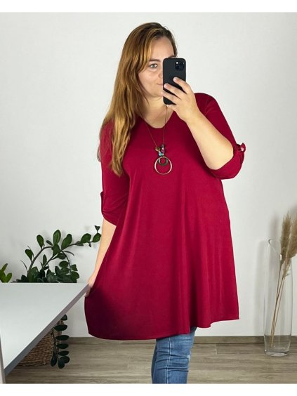 Tunika s přívěškem dlouhý rukáv dámská nadrozměr (54/56 ONE SIZE) ITALSKÁ MÓDA IMWQ24297/DU (Velikost 54/56, Barva Černá)