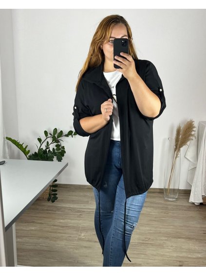 Cardigan dlouhý rukáv dámský nadrozměr (54/56 ONE SIZE) ITALSKÁ MÓDA IMWQ24295/DUR (Velikost 54/56, Barva Černá)