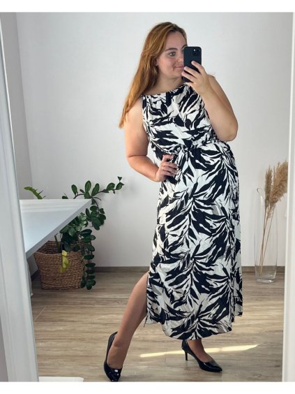 Šaty dlouhé letní bez rukávu dámské nadrozměr (46/48/50 ONE SIZE) ITALSKÁ MÓDA IMWEC24165-4/DUR