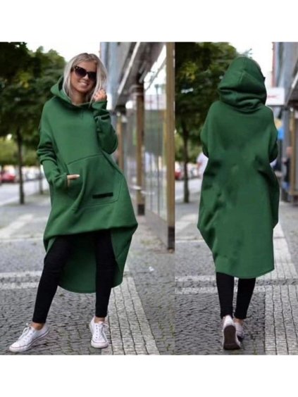 Mikina teplá prodloužená s kapucí dámská (S/M/L ONE SIZE) ITALSKÁ MÓDA IMD23721