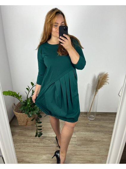 Šaty volnočasové bavlněné 3/4 rukáv dámské nadrozměrné (40-50) POLSKÁ MÓDA PMF24SERINA/DUR (Velikost 40, Barva Černá)