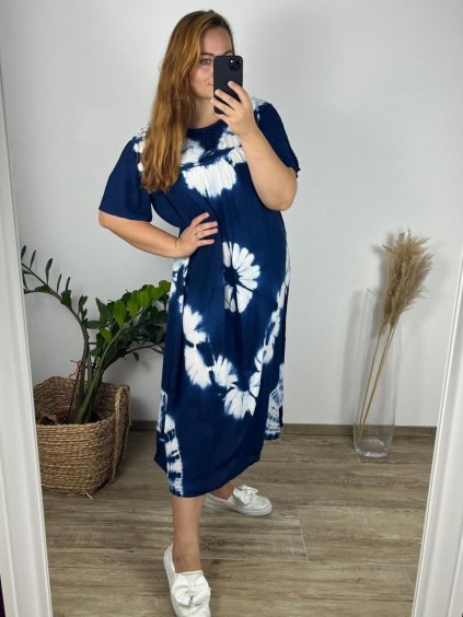 Šaty dlouhé volnočasové krátký rukáv dámské nadrozměr ( M-4XL) ITALSKÁ MÓDA HAG24Y66/DUR (Velikost 3XL/4XL, Barva Černá)