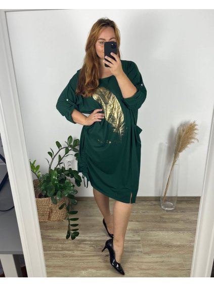 Šaty volnočasové dlouhý rukáv dámské nadrozměr (56/58 ONE SIZE) ITALSKá MóDA IM424ROMANA/DUR (Velikost 56/58, Barva Černá)