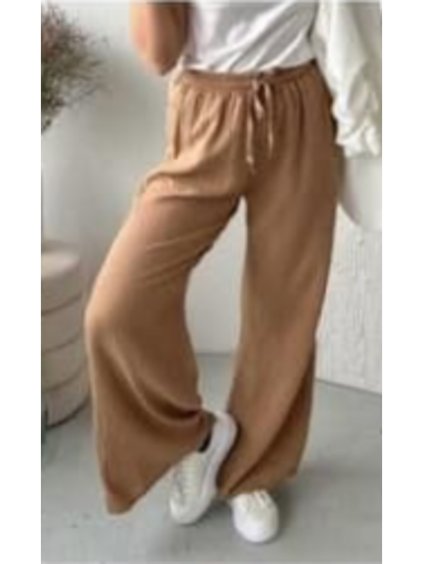 Kalhoty dlouhé letní mušelínové dámské (S/M ONE SIZE) ITALSKÁ MÓDA IMD23325/DUR (Velikost S/M/L, Barva bílá)