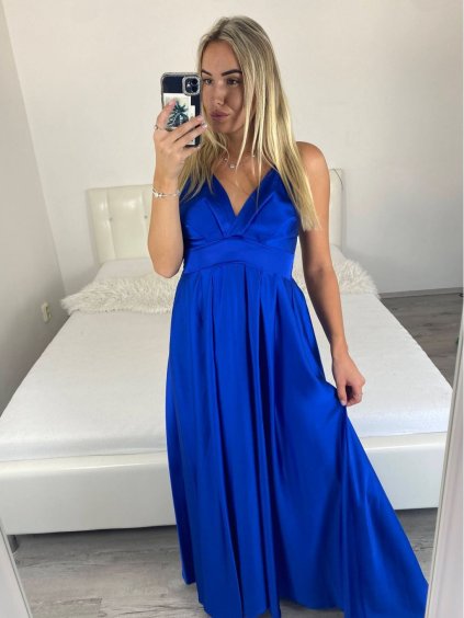 Šaty dlouhé na ramínka saténové dámské (S/M ONE SIZE) ITALSKÁ MÓDA IM324300/DU (Velikost S/M, Barva béžová)