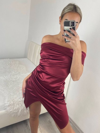Šaty společenské carmen krátké bez rukávu dámské (S/M ONE SIZE) ITALSKá MóDA IM324301/DU (Velikost S/M, Barva béžová)