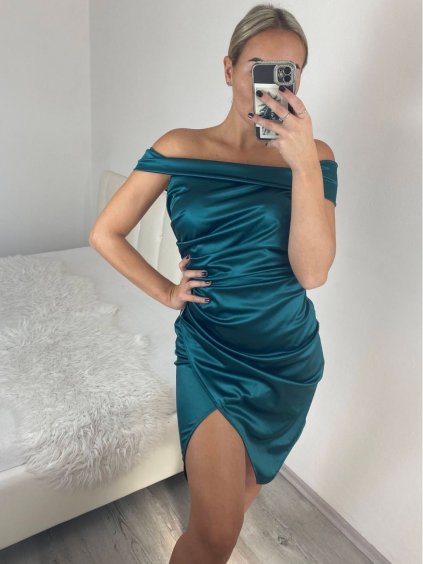 Šaty společenské carmen krátké bez rukávu dámské (S/M ONE SIZE) ITALSKá MóDA IM324301/DU (Velikost S/M, Barva béžová)
