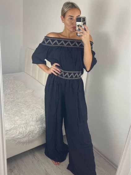 souprava letní tunika kalhoty dámská (S/M ONE SIZE) ITALSKÁ MÓDA IMM24M35293m15065/DUR (Velikost S/M, Barva Černá)