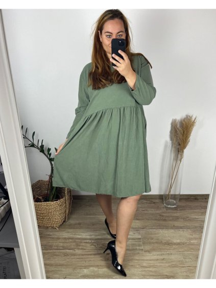 Šaty volnočasové dlouhý rukáv dámské nadrozměr (52/54 ONE SIZE) ITALSKá MóDA IM424SENDY/DR (Velikost 52/54, Barva vínová)