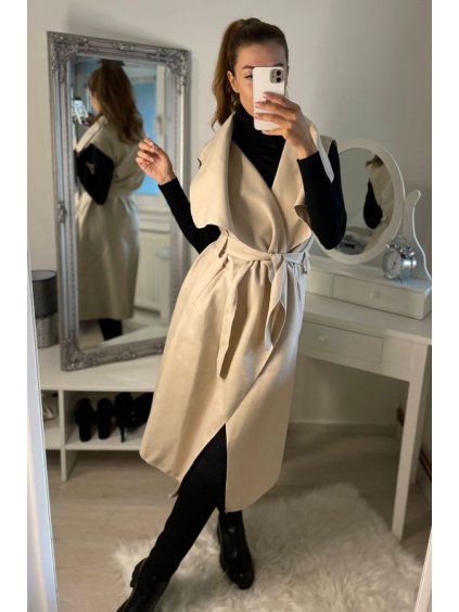 Vesta flauš dlouhá bez rukávů dámská nadrozměr (M/L/XL ONE SIZE) ITALSKÁ MÓDA IMD22900 (Velikost L/XL, Barva _vypište do poznámky)