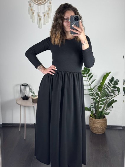 Šaty dlouhé elegantní dlouhý rukáv dámské (S/M/L ONE SIZE) ITALSKÁ MÓDA IMM24M55931-2/DUR