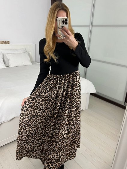 Šaty dlouhé elegantní dlouhý rukáv dámské (S/M/L ONE SIZE) ITALSKÁ MÓDA IMM24M55931-1/DUR (Velikost S/M, Barva Černá)