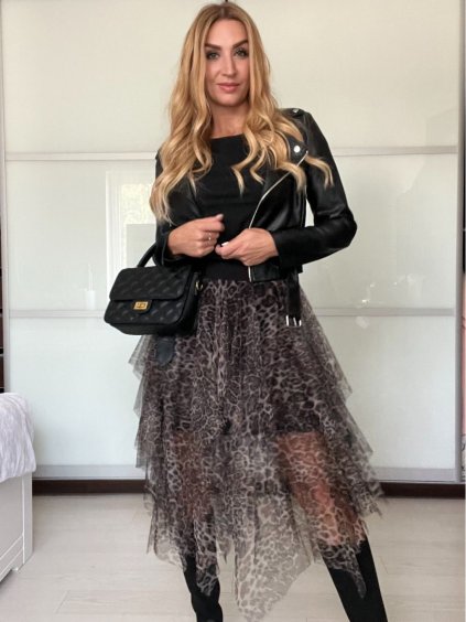 Sukně dlouhá tylová dámská leopard (S/M ONE SIZE) ITALSKÁ MÓDA IMM22EL2298/DUR
