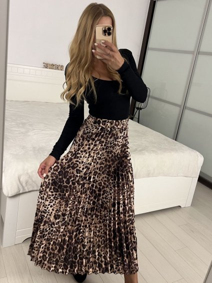 Sukně skládaná dlouhá dámská (S/M ONE SIZE) ITALSKÁ MÓDA IMM24M9176A/DUR (Velikost S/M, Barva hnědá)