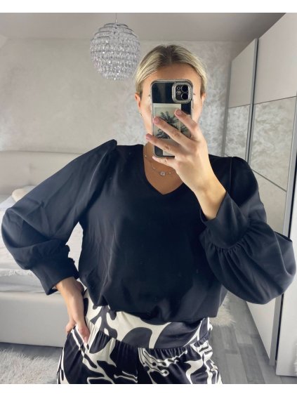 Halenka dlouhý rukáv dámská (S/M/L ONE SIZE) ITALSKÁ MÓDA IMM24M10556/DR (Velikost S/M/L, Barva Černá)