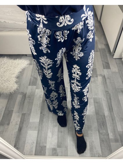 Kalhoty dlouhé letní icecool dámské (S/M ONE SIZE) ITALSKÁ MÓDA IMM24M9078-11/DR (Velikost S/M, Barva modrá)