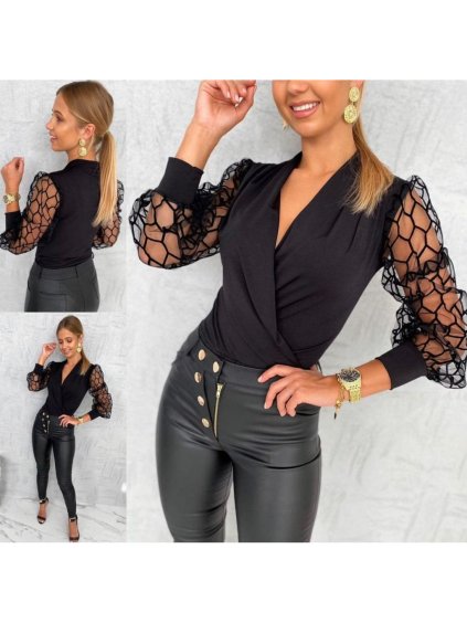 Tunika/halenka elegantní dlouhý rukáv dámská (S/M/L ONE SIZE) ITALSKÁ MÓDA IMM24M21673