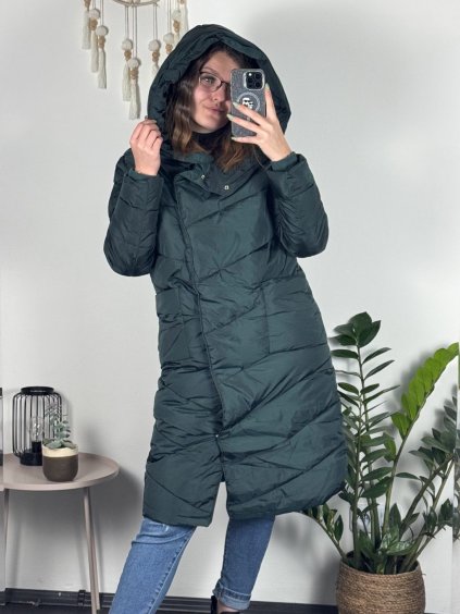 Kabát zimní s kapucí dámska  LHD fashion (S-2XL) LHD-2M-033-3/DR (Velikost S, Barva tmavě smaragdová)