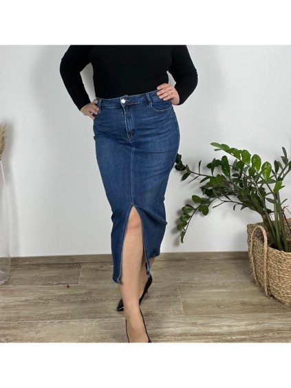 Sukně riflová dámská nadrozměr (L-4XL) MOON GIRL IM924MUQ858/DUR (Velikost L, Barva modrá)