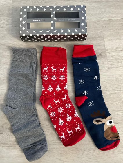 Dárková krabička s ponožkami milena vánoční dámské (38-41) POLSKÁ MÓDA DPP24CHRISTMAS-2/DR (Velikost 38-41, Barva _barva viz foto)