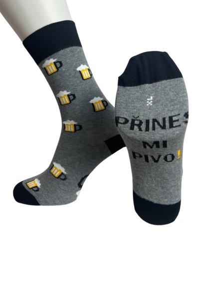 Ponožky veselé pivo slabé pánské CRAZY SOCKS přines mi pivo pro pivaře (40-43,44-47) POLSKÁ MODA DPP22026A/DUR (Velikost 40-43, Barva Černá)