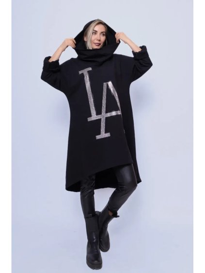 Šaty oversize s kapucou dlouhý rukáv dámské (48/50/52ONE SIZE) ITALSKÁ MÓDA IMPLI2439277-3/DR