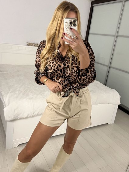 Košile oversize dlouhý rukáv dámská (S/M ONE SIZE) IMM24M10651A/DU (Velikost S/M, Barva hnědá)