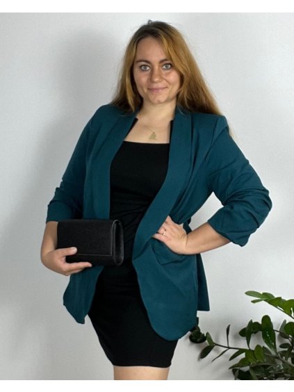 Sako elegantní dámská (50-56) ITALSKÁ MÓDA IMM23M85705-3/DR (Velikost 50, Barva modrá petrolejová)