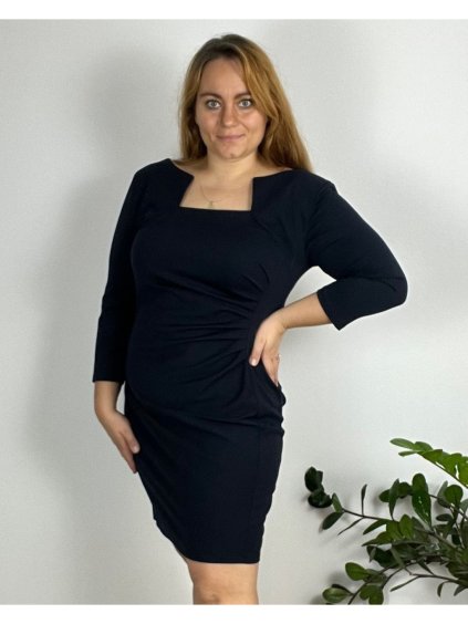 Šaty elegantní pouzdrové 3/4 rukáv dámské (2XL-4XL) ITALSKÁ MÓDA IMM23M23121XL/DUR