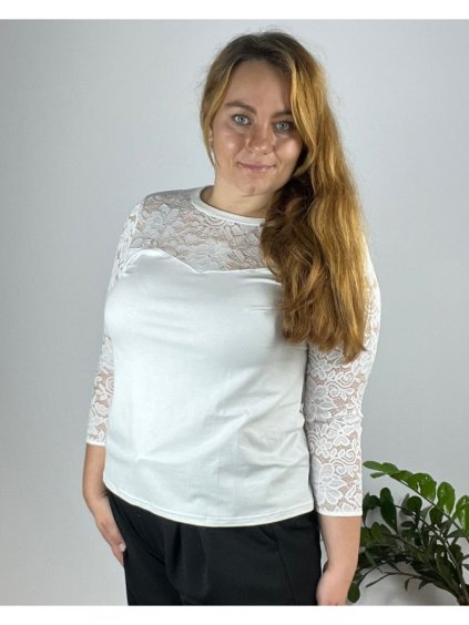 Tunika elegantní dlouhý rukáv dámská nadrozměr (44-54 ONE SIZE) POLSKÁ MÓDA PMFF24SALMA/DR (Velikost 44, Barva bílá)