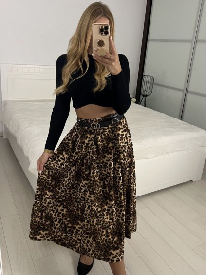 Sukně dlouhá s páskem dámská (S/M ONE SIZE) ITALSKÁ MÓDA IMWMY241109-1/DU (Velikost S/M, Barva hnědá)