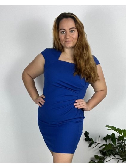 Šaty pouzdrové elegantní společenské dámské (2XL-4XL) ITALSKá MóDA IMM23CAROL-8/DU (Velikost 2XL, Barva modrá královská)